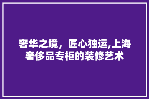 奢华之境，匠心独运,上海奢侈品专柜的装修艺术