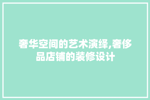 奢华空间的艺术演绎,奢侈品店铺的装修设计