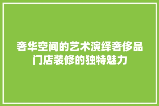 奢华空间的艺术演绎奢侈品门店装修的独特魅力