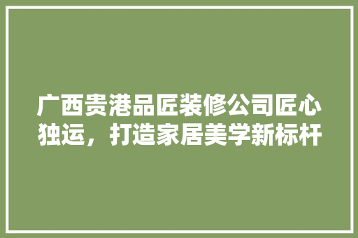 广西贵港品匠装修公司匠心独运，打造家居美学新标杆