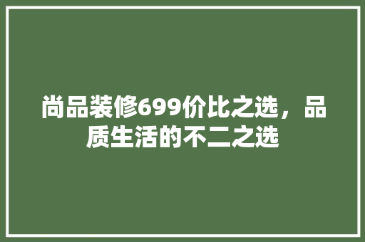 尚品装修699价比之选，品质生活的不二之选