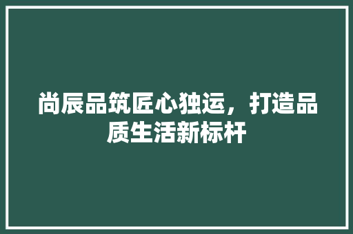尚辰品筑匠心独运，打造品质生活新标杆