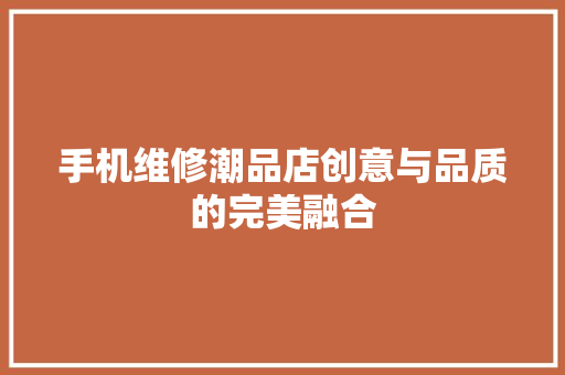 手机维修潮品店创意与品质的完美融合
