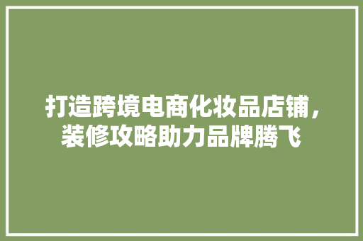 打造跨境电商化妆品店铺，装修攻略助力品牌腾飞
