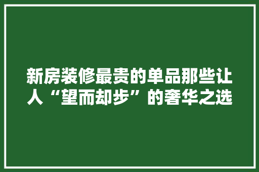 新房装修最贵的单品那些让人“望而却步”的奢华之选