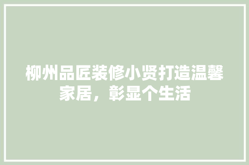 柳州品匠装修小贤打造温馨家居，彰显个生活