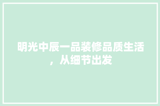 明光中辰一品装修品质生活，从细节出发