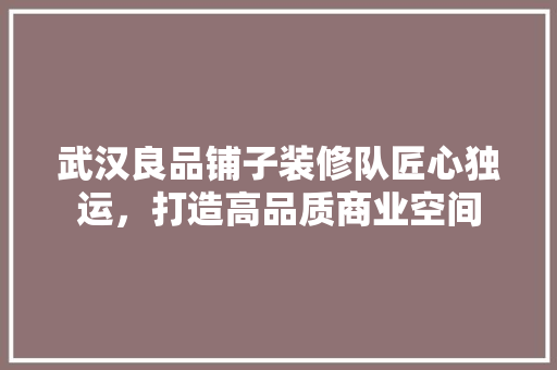 武汉良品铺子装修队匠心独运，打造高品质商业空间