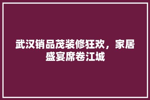 武汉销品茂装修狂欢，家居盛宴席卷江城  第1张