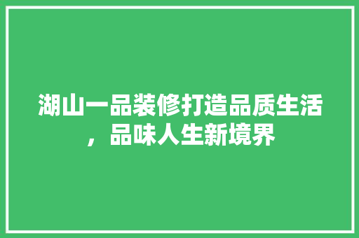 湖山一品装修打造品质生活，品味人生新境界