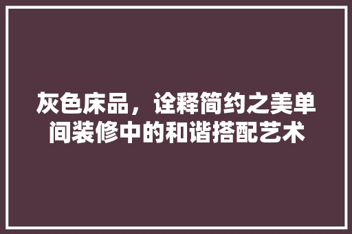 灰色床品，诠释简约之美单间装修中的和谐搭配艺术