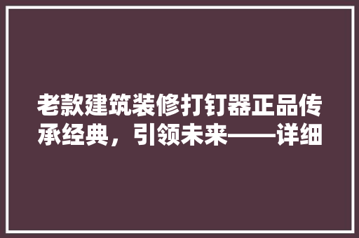 老款建筑装修打钉器正品传承经典，引领未来——详细其魅力与价值