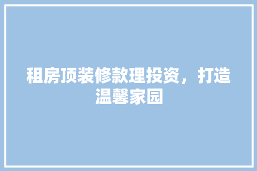 租房顶装修款理投资，打造温馨家园