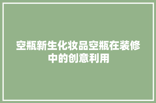 空瓶新生化妆品空瓶在装修中的创意利用  第1张