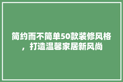简约而不简单50款装修风格，打造温馨家居新风尚