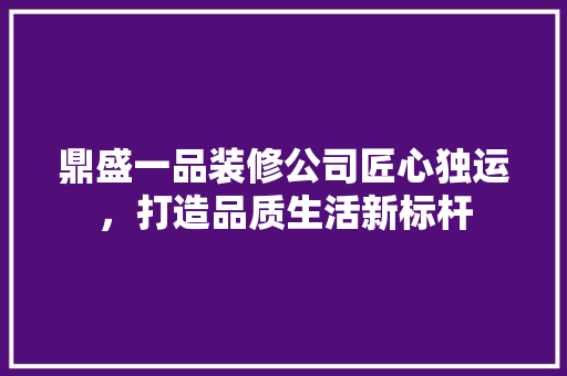 鼎盛一品装修公司匠心独运，打造品质生活新标杆  第1张
