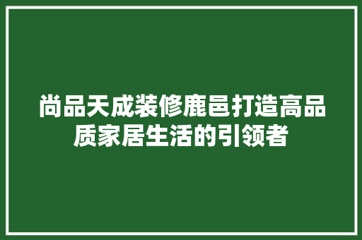 尚品天成装修鹿邑打造高品质家居生活的引领者