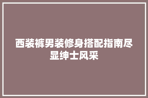 西装裤男装修身搭配指南尽显绅士风采