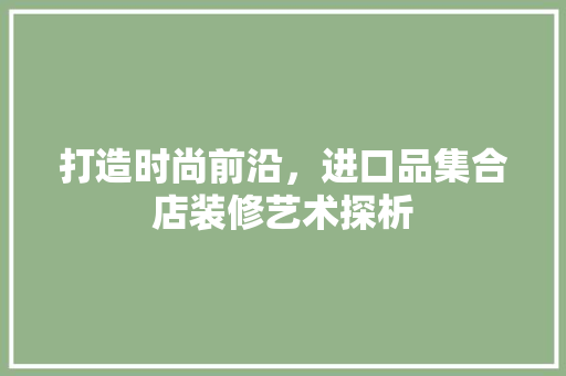 打造时尚前沿，进口品集合店装修艺术探析