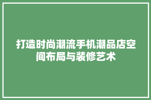 打造时尚潮流手机潮品店空间布局与装修艺术
