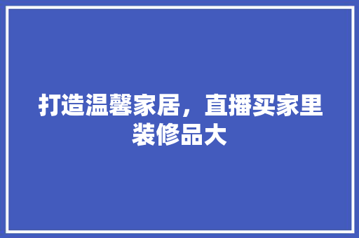 打造温馨家居，直播买家里装修品大