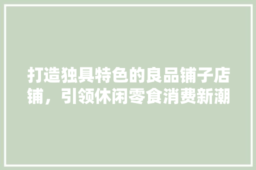打造独具特色的良品铺子店铺，引领休闲零食消费新潮流