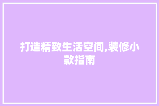 打造精致生活空间,装修小款指南