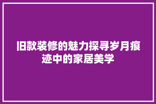 旧款装修的魅力探寻岁月痕迹中的家居美学