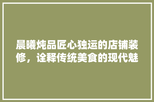 晨曦炖品匠心独运的店铺装修，诠释传统美食的现代魅力