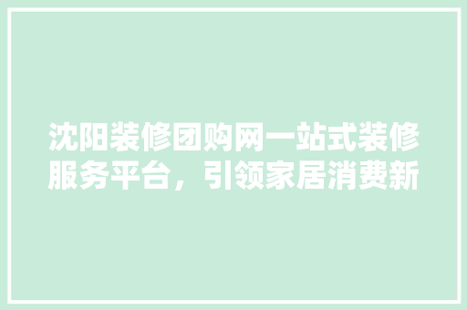 沈阳装修团购网一站式装修服务平台，引领家居消费新潮流  第1张