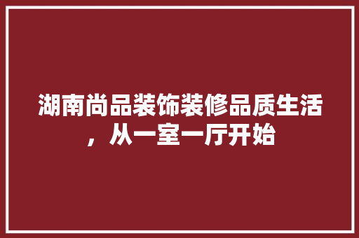 湖南尚品装饰装修品质生活，从一室一厅开始  第1张