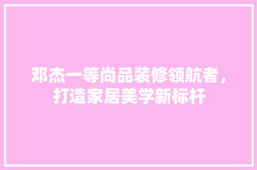 邓杰一等尚品装修领航者，打造家居美学新标杆  第1张